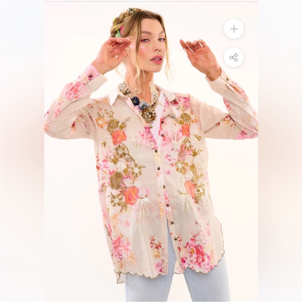 Anthropologie Aratta The Thought of You Shirt Size XS, NWT